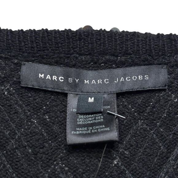 NWT Marc Jacobs Cardigan Sweater - Medium - Silver Sequin 3/4 Sleeve w/ Zipper - Picture 2 of 15
